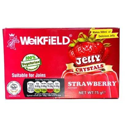 Weikfield veg jelly crystal strawberry 75 gm